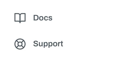 Docs and Support entries at the bottom of the app sidebar
