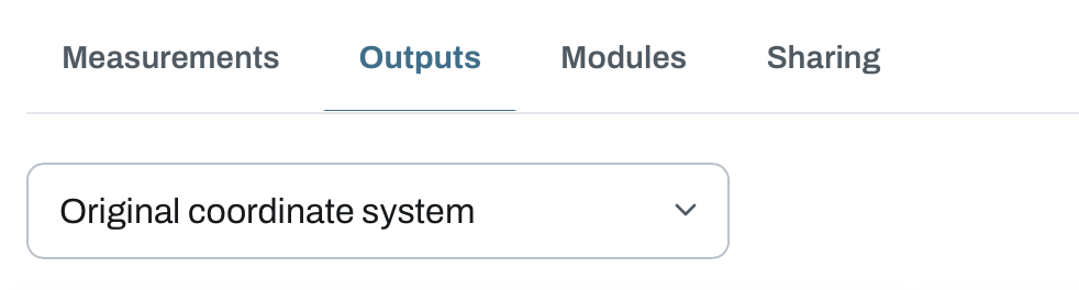 Coordinate system selector in the MapperTool Outputs tab with Original coordinate system selected